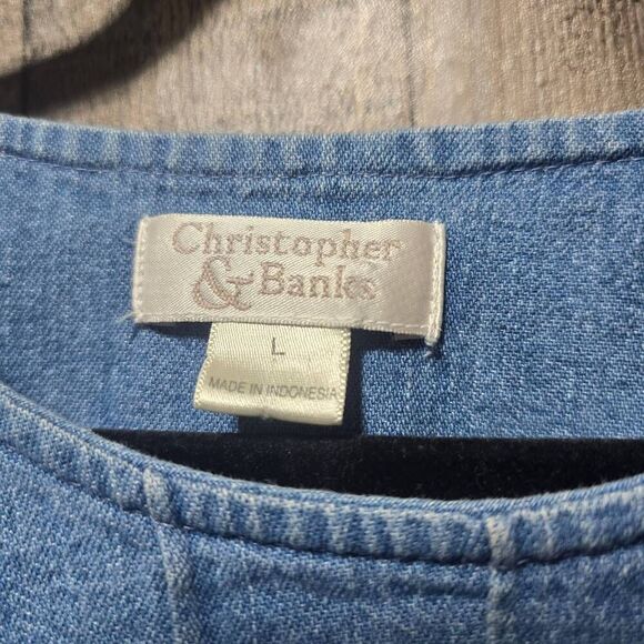 Christopher & Banks Vintage 90s Blue Denim Pleated Top - Picture 4 of 5